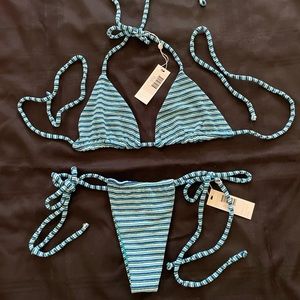 Frankie’s Bikini- blue and white striped terry- NWT